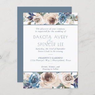 Muted Floral Garland   Pastel Pattern Wedding Invitation