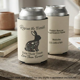 Muted Floral Rabbit Rescue Supporter Gift Can Cooler