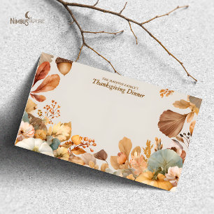 Muted Florals Thanksgiving Blank Flat Table Card