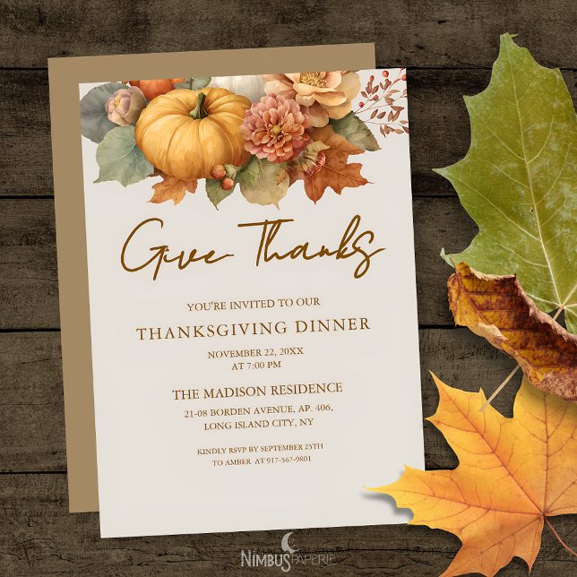 Muted Florals Thanksgiving Dinner Invitation  (Creator Uploaded)