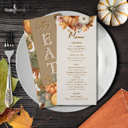 Muted Florals Thanksgiving Dinner Menu Card