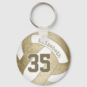 muted gold greige personalised girly volleyball key ring