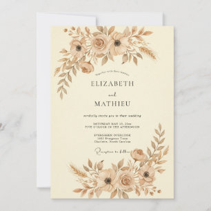 Muted Gold Petal Wedding Invitation