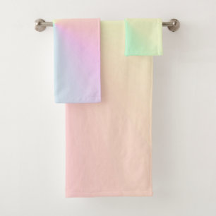 Muted Gradient Ombre Rainbow Pastel Aesthetic   Bath Towel Set