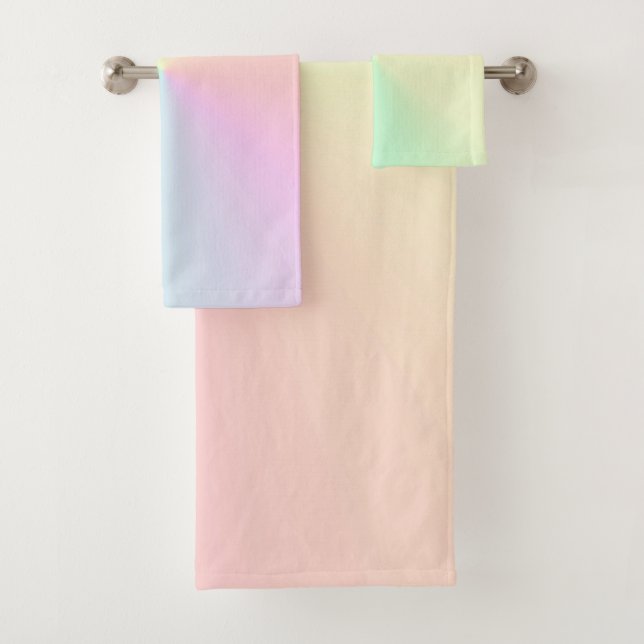 Muted Gradient Ombre Rainbow Pastel Aesthetic   Bath Towel Set (Insitu)