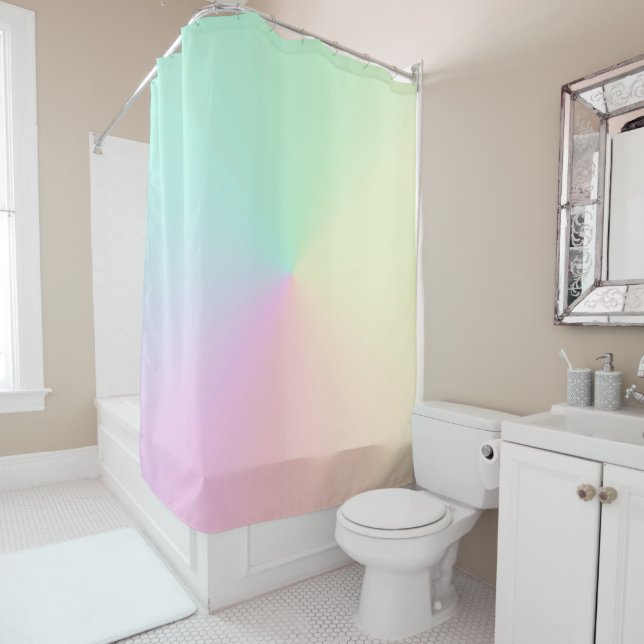Muted Gradient Ombre Rainbow Pastel Aesthetic   Shower Curtain (In Situ)