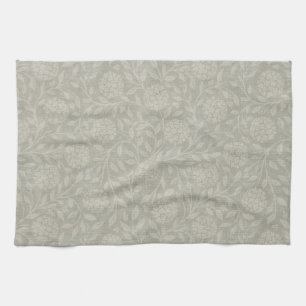 Muted Gray Farmhouse Floral Tea Towel