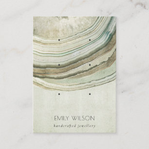 Muted Green Aqua Agate Earthy 3 Earring Display Business Card