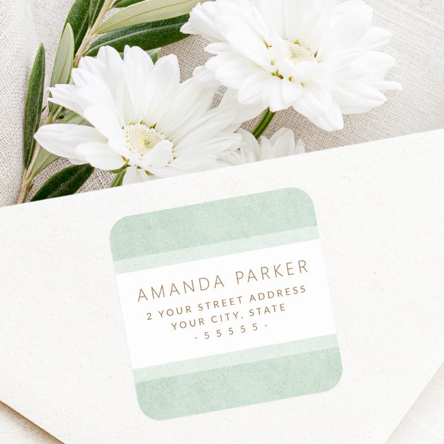 Muted green borders return address labels (Muted green borders return address labels)
