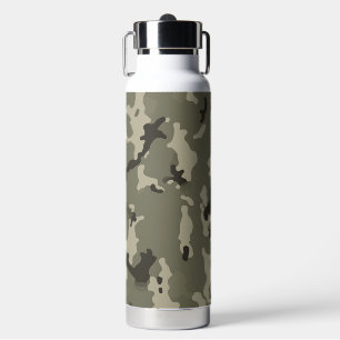 Muted Green Camouflage Hydration Fitness Travel Water Bottle