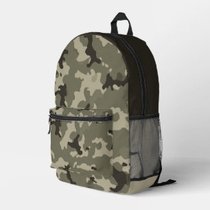 Muted Green Camouflage Streetwear Utility Travel Printed Backpack