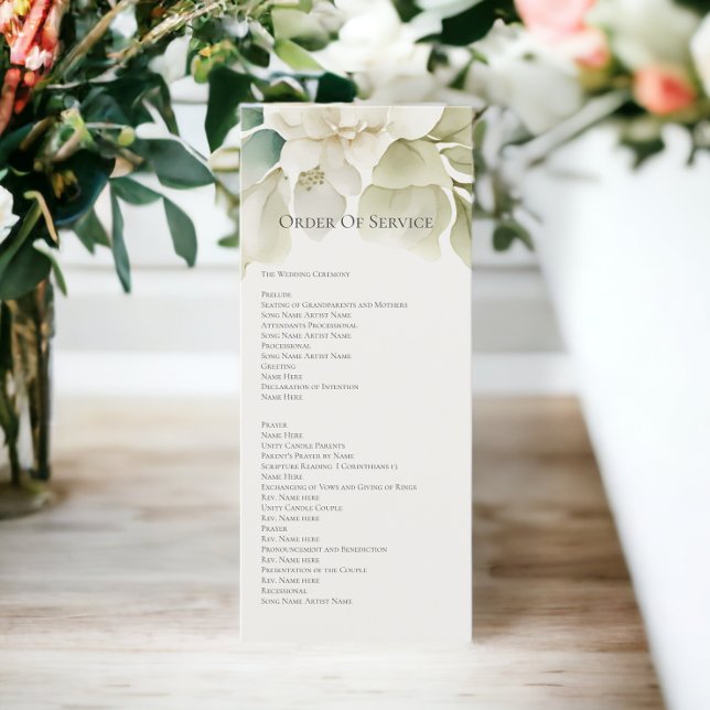 Muted Green Foliage Order of Service Wedding Card (Muted Green Foliage Order of Service Wedding Card from Ricaso. Personalize with your own details)