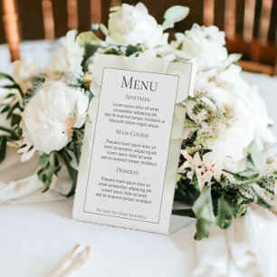 Muted Green Foliage Personalised Wedding Menu Pedestal Sign