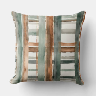 muted green-grey copper patina and white abstract cushion