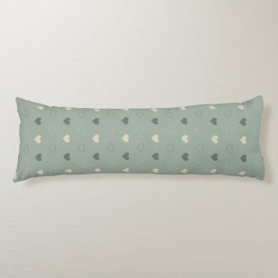 Muted Green Heart Grid Seamless Pattern Body Cushion