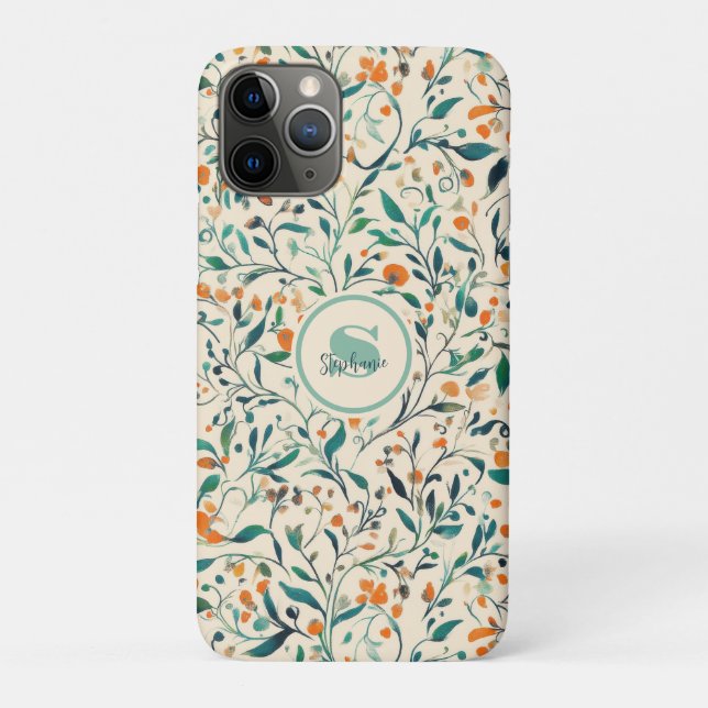 Muted Green Orange Vine Botanical Spring Case-Mate iPhone Case (Back)