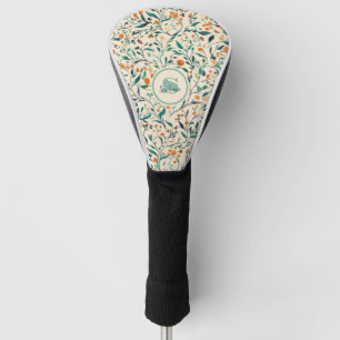 Muted Green Orange Vine Botanical Spring Golf Head Cover