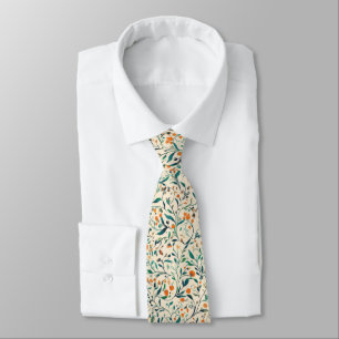 Muted Green Orange Vine Botanical Spring Tie