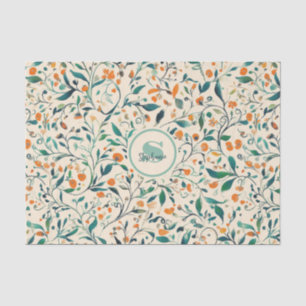 Muted Green Orange Vine Botanical Spring Tissue Paper