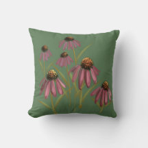 Muted Green & Pink Floral - Echinacea Art