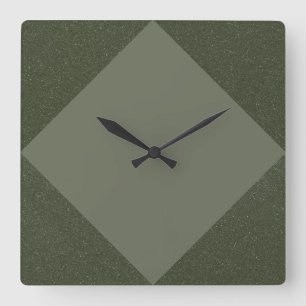 Muted Green Wall Clock with Central Diamond Accent