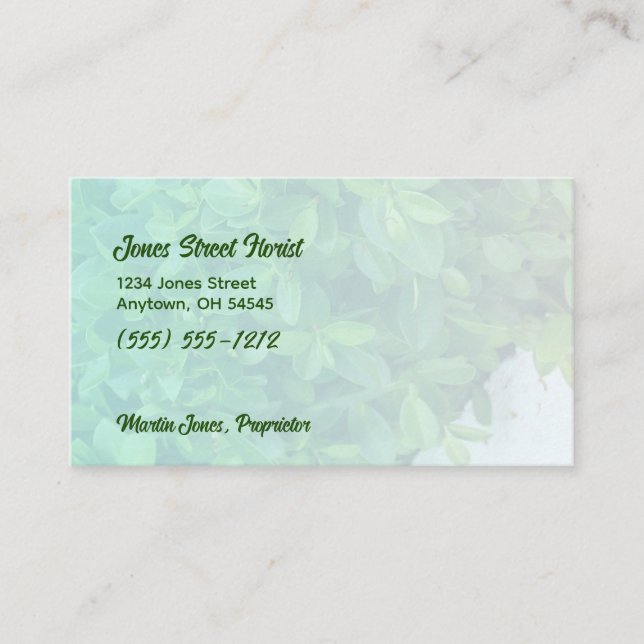 Muted Greenery with Personalised Text  Business Card (Front)