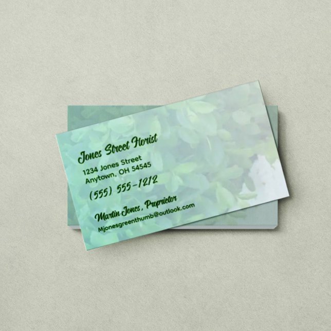Muted Greenery with Personalised Text QR Code Business Card (Creator Uploaded)