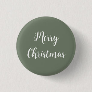 Muted Greenish-Grey Merry Christmas Button