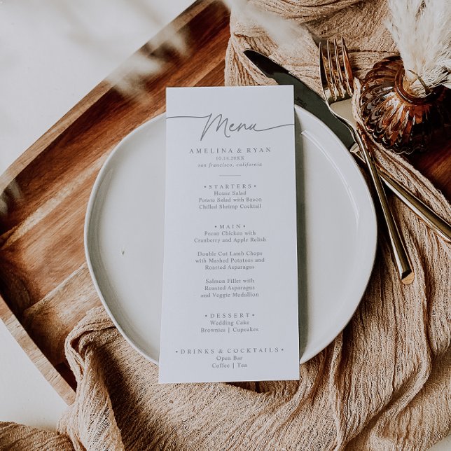 Muted Grey Simple Minimalist Dinner Menu (Creator Uploaded)