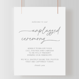 Muted Grey Simple Minimalist Unplugged Ceremony  Poster