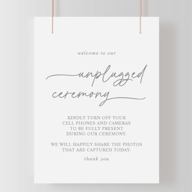 Muted Grey Simple Minimalist Unplugged Ceremony  Poster (Creator Uploaded)