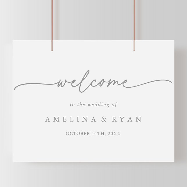Muted Grey Simple Minimalist Wedding Welcome Sign (Creator Uploaded)