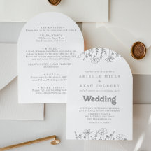 Muted Grey Wildflower Front & Back Wedding 