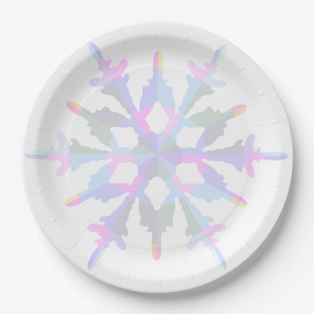 Muted Harlequin Snowflake Melamine Plate (Front)