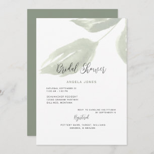 Muted Ivy Sage Wedding Bridal Shower  Invitation