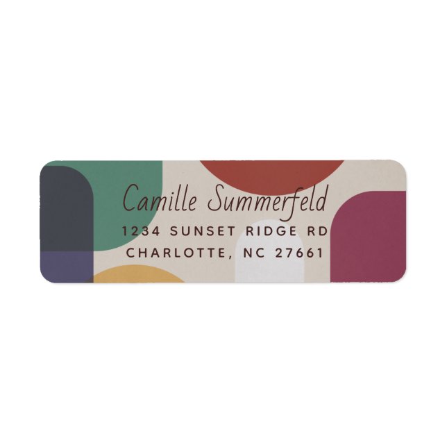 Muted Jewel Tone Modern Shapes Return Address Label (Front)