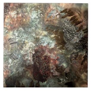 Muted Layers of Brown Crystals Ceramic Tile