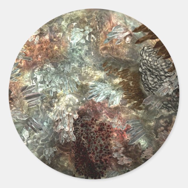 Muted Layers of Brown Crystals Classic Round Sticker (Front)