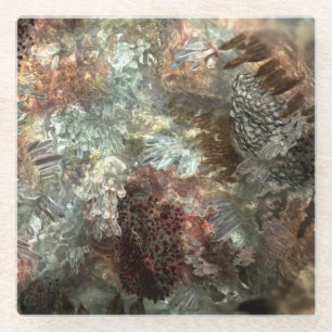 Muted Layers of Brown Crystals Glass Coaster