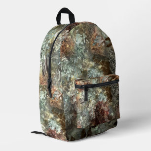 Muted Layers of Brown Crystals Printed Backpack