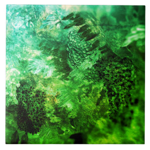 Muted Layers of Green Crystals Ceramic Tile