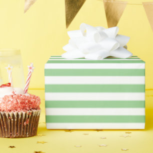 Muted Light Green and White Striped Pattern Wrapping Paper