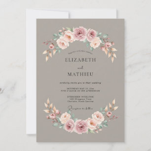 Muted Mauve Graceful Vintage Wedding Invitation