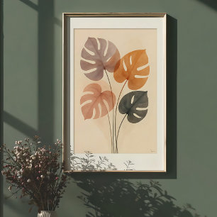 Muted Monstera Harmony Watercolor Print