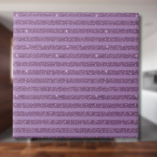 Muted Mulberry Glitter Style Horizontal Stripes Ceramic Tile