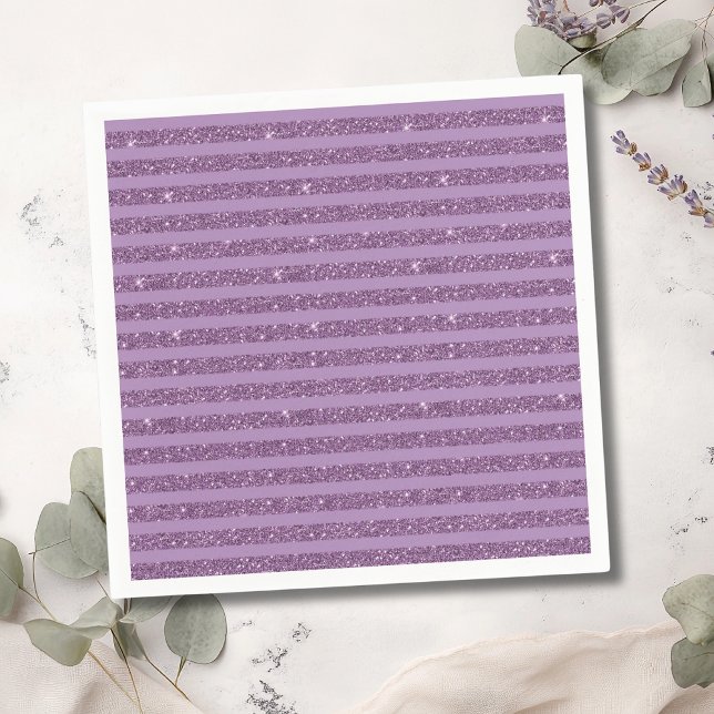 Muted Mulberry Glitter Style Horizontal Stripes Napkin (Creator Uploaded)