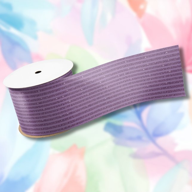 Muted Mulberry Glitter Style Horizontal Stripes Satin Ribbon (Creator Uploaded)
