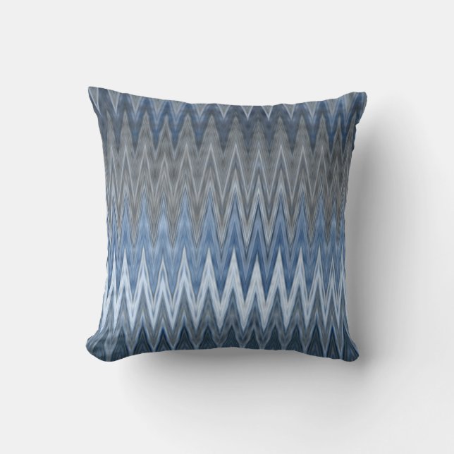 Muted Navy Blue Trendy Wavy Pattern Cushion (Front)