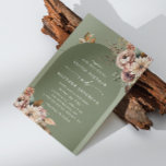 Muted Olive Green Arch Wedding | Boho Dusty Sage Invitation<br><div class="desc">Invite your guests with this elegant wedding card featuring soft watercolor florals and a gentle dusty sage green background. A muted olive green arch brings contrast and depth to the design, making it perfect for botanical, rustic, boho, or fall weddings. The back side continues in muted olive green and includes...</div>