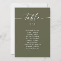 Muted Olive Green Modern Wedding Seating Chart